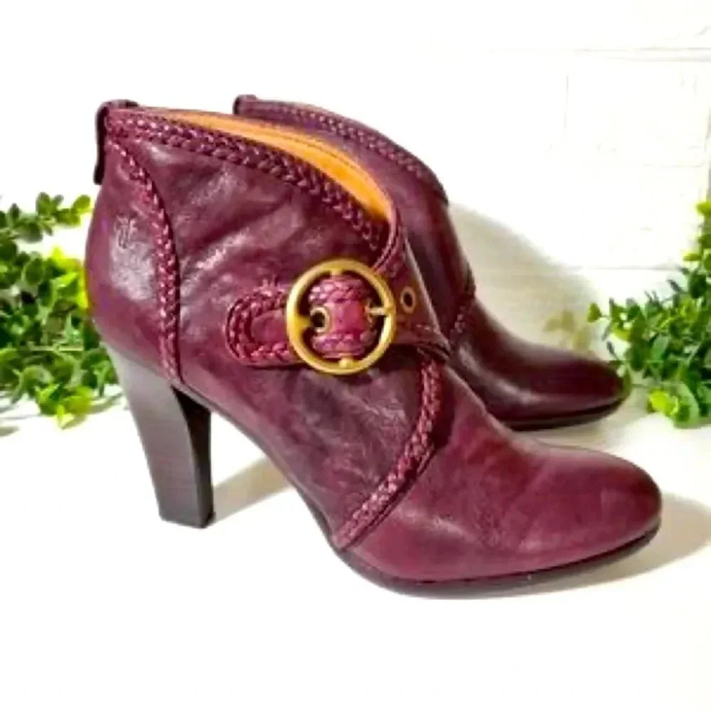 Frye Vicki Purple Leather Heeled Bootie